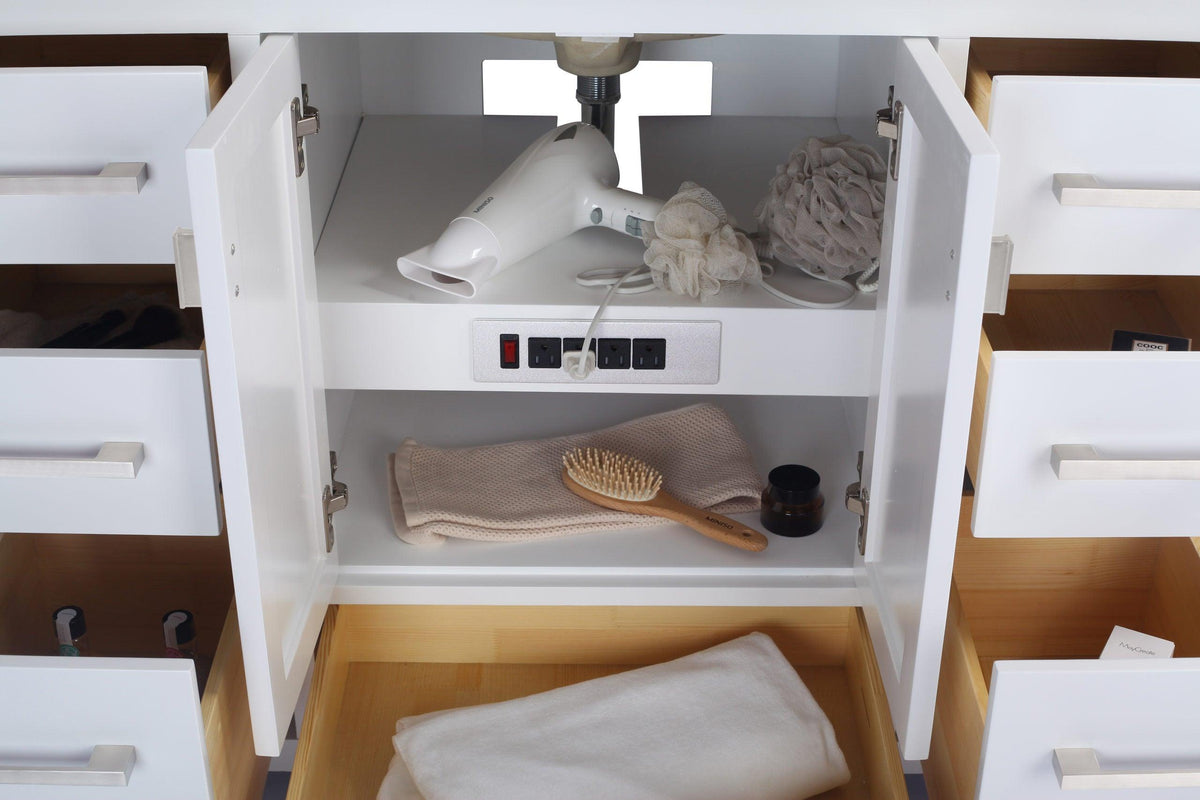 Laviva Wilson 313ANG-48W White Bathroom Cabinet, 48" open