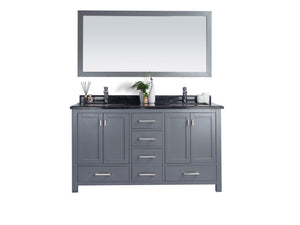 Laviva Wilson 313ANG-60G-BW, 60" Grey Double Sink Bathroom Vanity Set Black Wood Marble Top