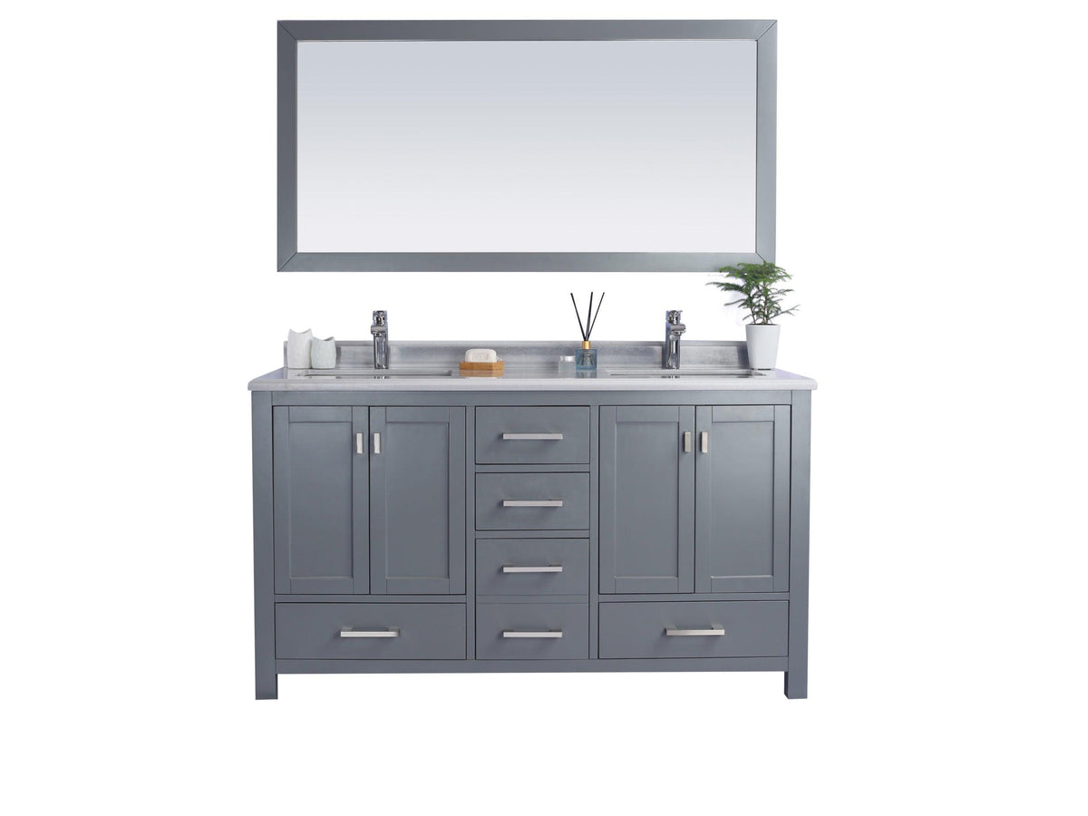 Laviva Wilson 313ANG-60G-WS, 60" Grey Double Sink Bathroom Vanity Set White Stripes Marble Top