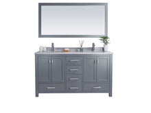 Load image into Gallery viewer, Laviva Wilson 313ANG-60G-WS, 60&quot; Grey Double Sink Bathroom Vanity Set White Stripes Marble Top
