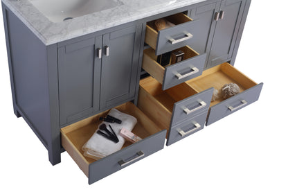 Laviva Wilson 313ANG-60G, Double Sink 60" Bath Cabinet, Grey Drawers