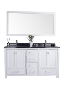 Laviva Wilson 313ANG-60W-BW, 60" White Double Sink Bathroom Vanity Set Black Wood Marble Top