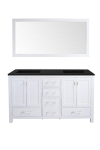 Laviva Wilson 313ANG-60W-MB, 60" White Double Sink Bathroom Vanity Set Matte Black Top