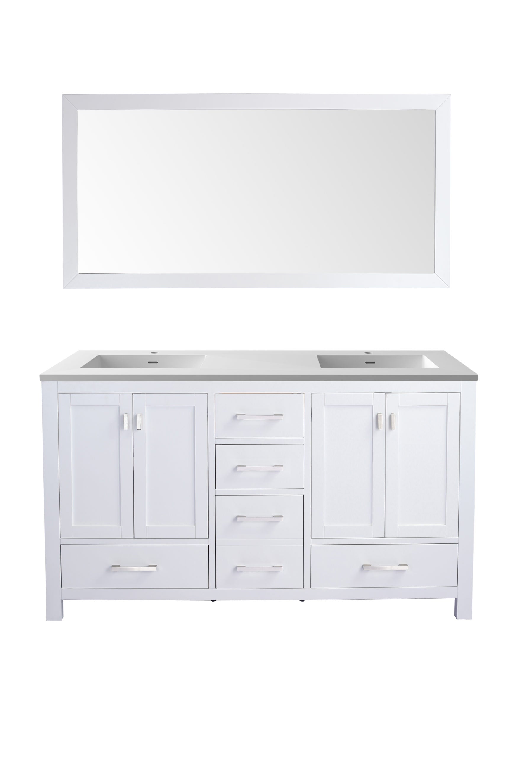 Laviva Wilson 313ANG-60W-MW, 60" White Double Sink Bathroom Vanity Set Matte White Top