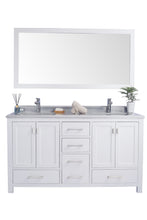 Load image into Gallery viewer, Laviva Wilson 313ANG-60W-WS, 60&quot; White Double Sink Bathroom Vanity Set White Stripes Top