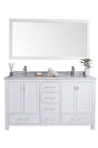 Laviva Wilson 313ANG-60W-WS, 60" White Double Sink Bathroom Vanity Set White Stripes Top