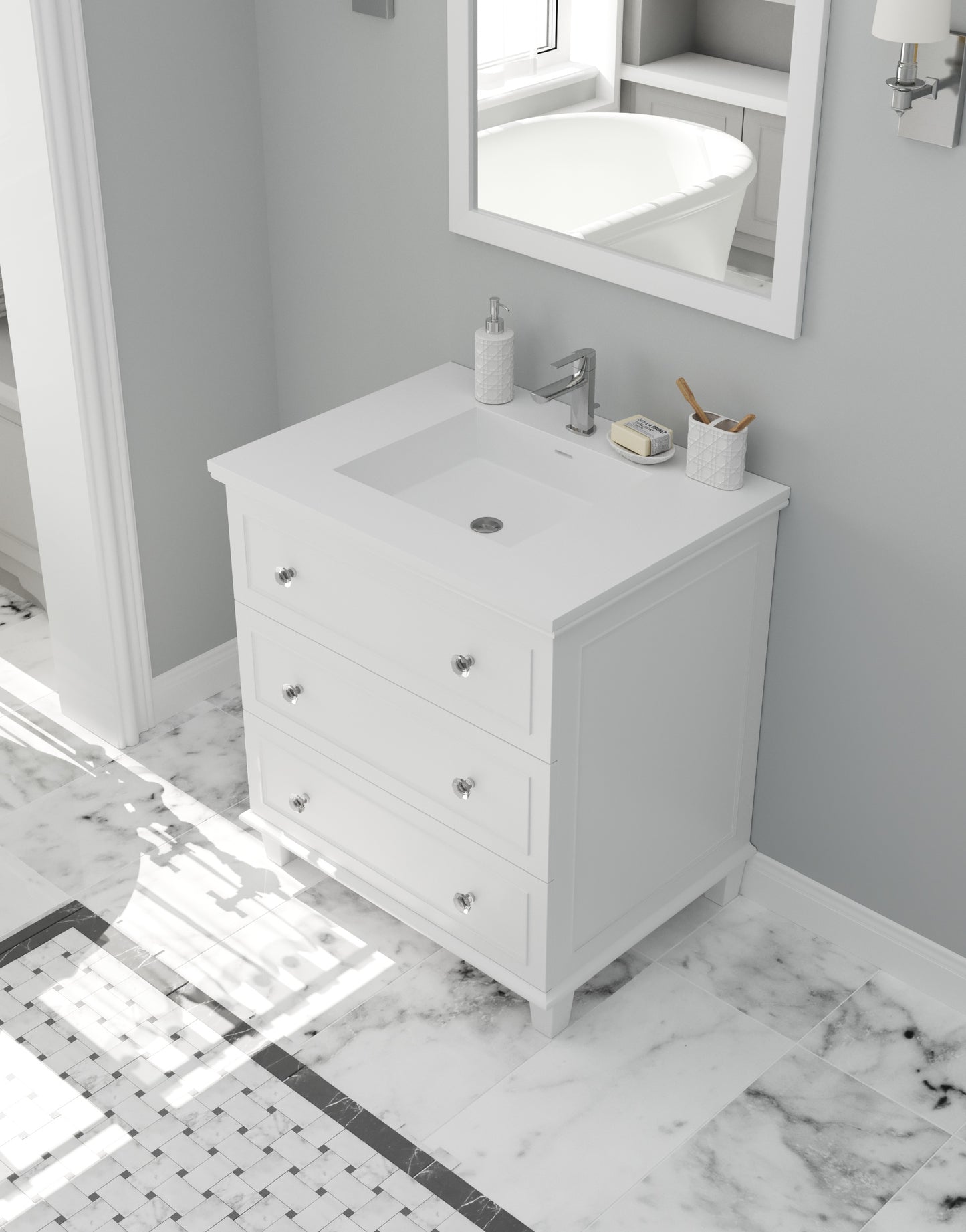 Laviva Luna 30" White Bathroom Vanity Set