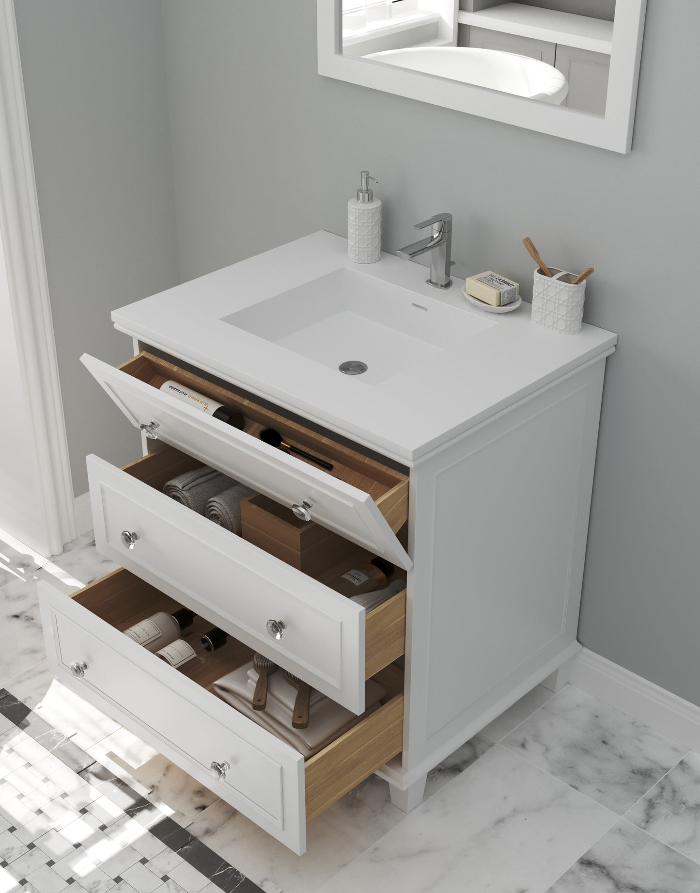 Laviva Luna 30" White Bathroom Vanity Set