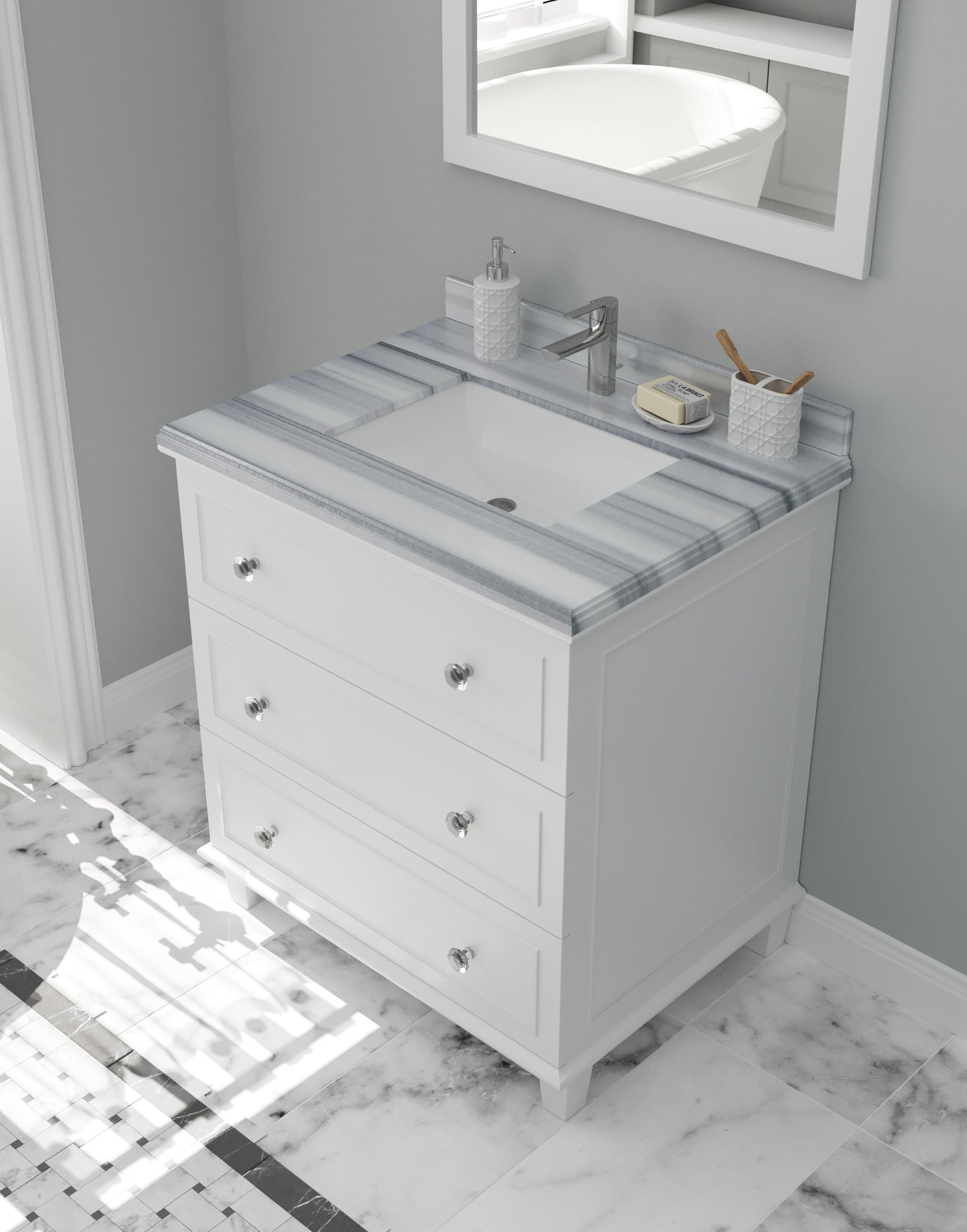 Laviva Luna 30" White Bathroom Vanity Set