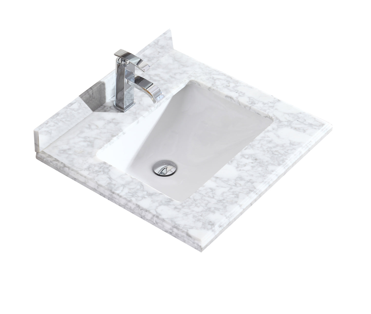 Laviva Forever White Carrara Marble Top, Sink, 24", 30", 36", 42", 48"