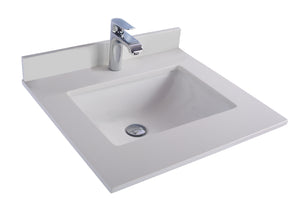 Laviva Forever White Quartz Top, Ceramic Sink, 24"