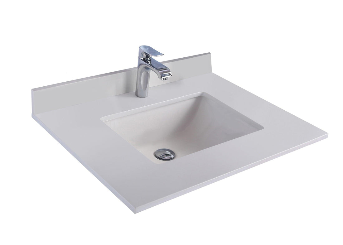 Laviva Forever White Quartz Top, Ceramic Sink, 24"