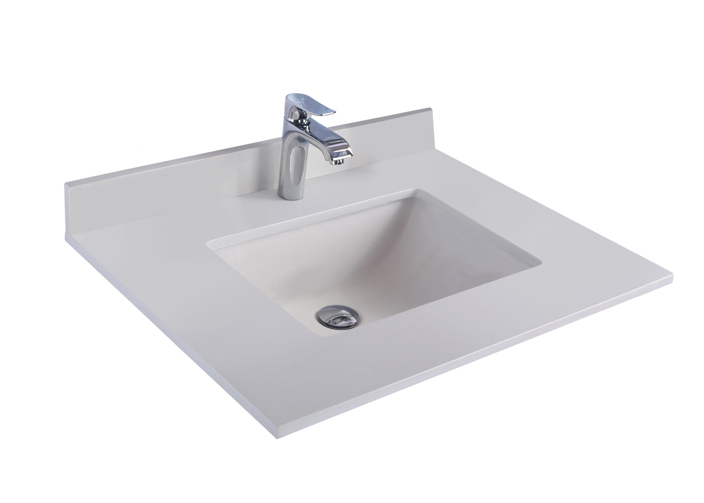 Laviva Forever White Quartz Top, Ceramic Sink, 30"