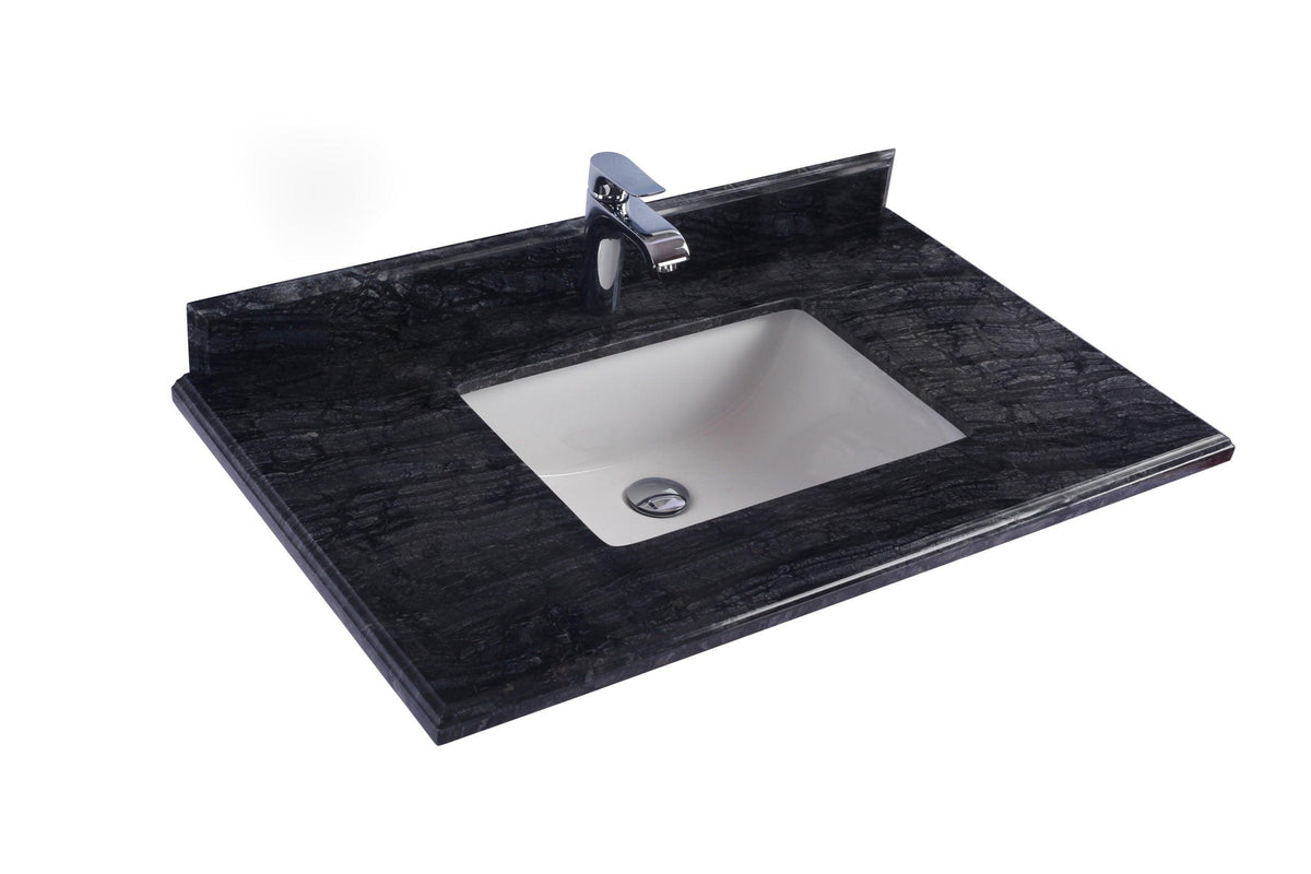 Laviva Forever Black Wood Marble Countertop, Sink, 36"