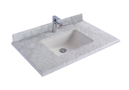 Laviva Forever White Carrara Marble Top, Sink, 24", 30", 36", 42", 48"