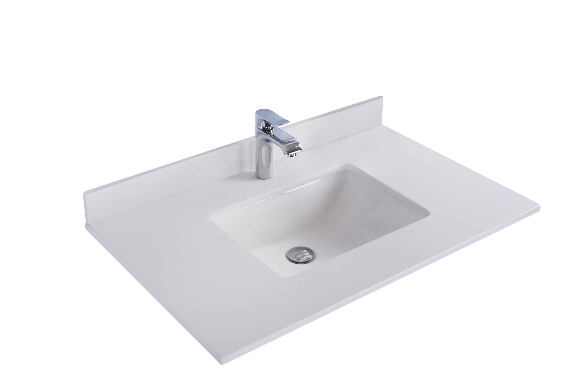 Laviva Forever White Quartz Top, Ceramic Sink, 36"