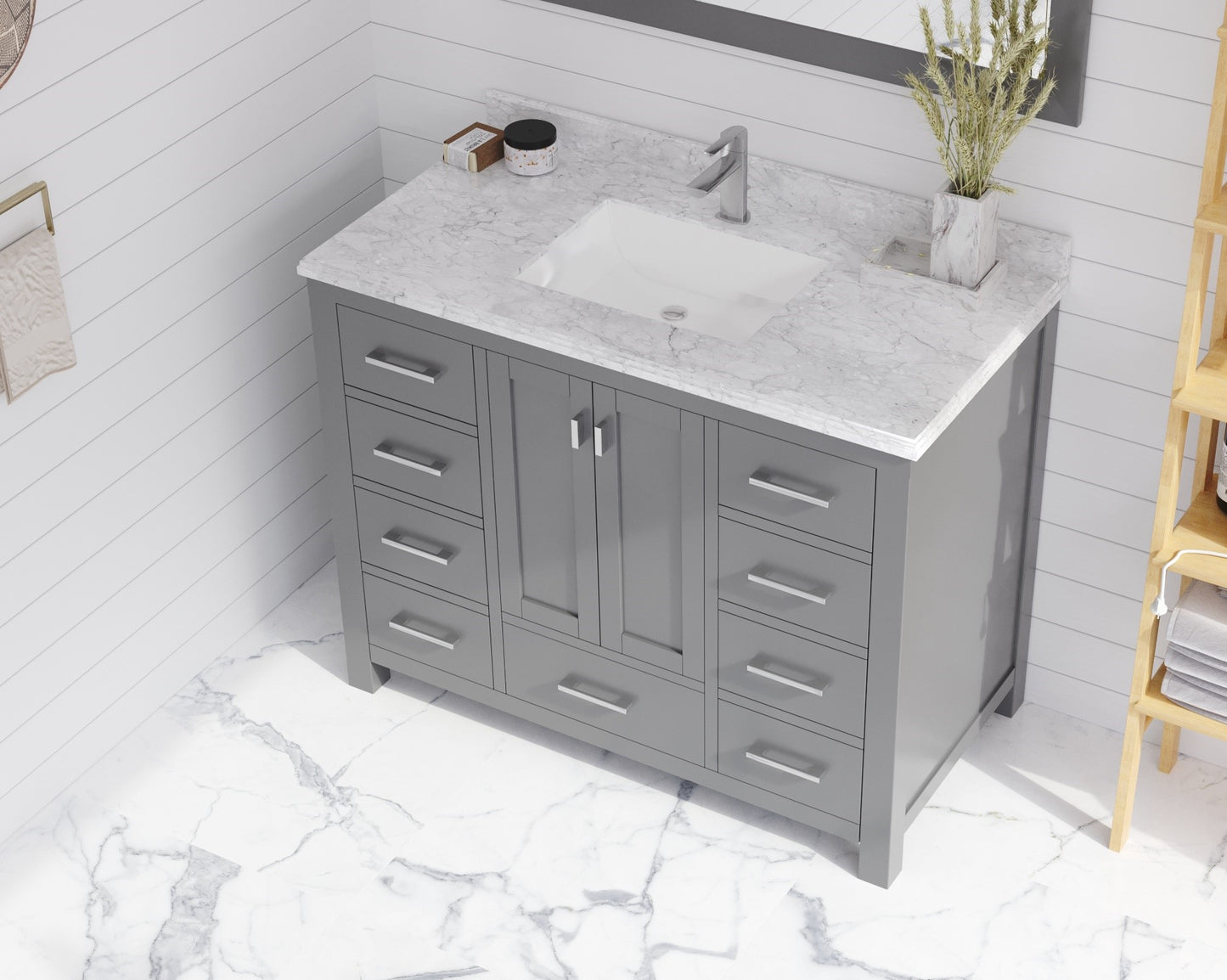 Laviva Forever White Carrara Marble Top, Sink, 24", 30", 36", 42", 48"