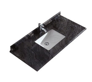 Laviva Forever Black Wood Marble Countertop, Sink, 48"