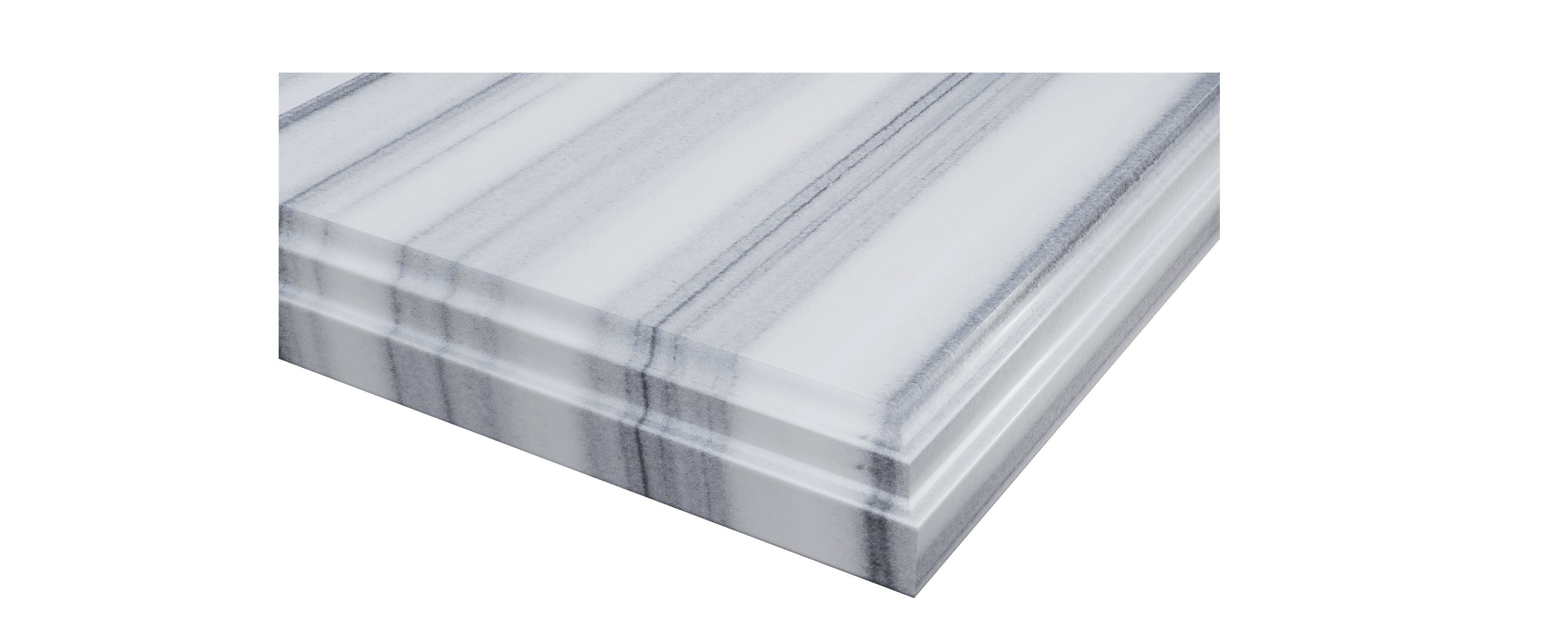 Laviva 60" White Carrara/Stripes Marble Countertop, Single Hole, Rectangular Sink