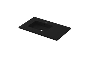 Laviva Forever VIVA Stone 36" Solid Surface Countertop with Left Offset Integrated Sink, Matte Black