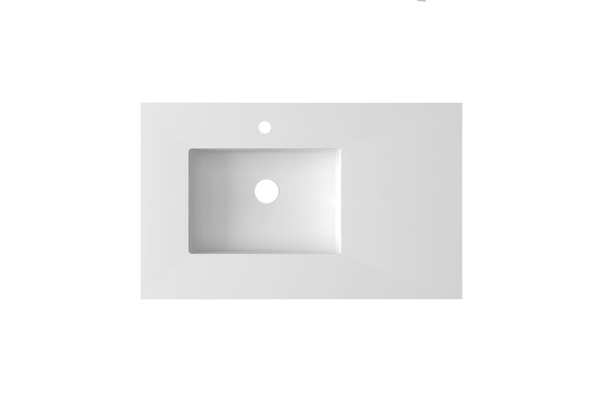 Laviva Forever VIVA Stone 36" Solid Surface Countertop with Left Offset Integrated Sink in Matte White
