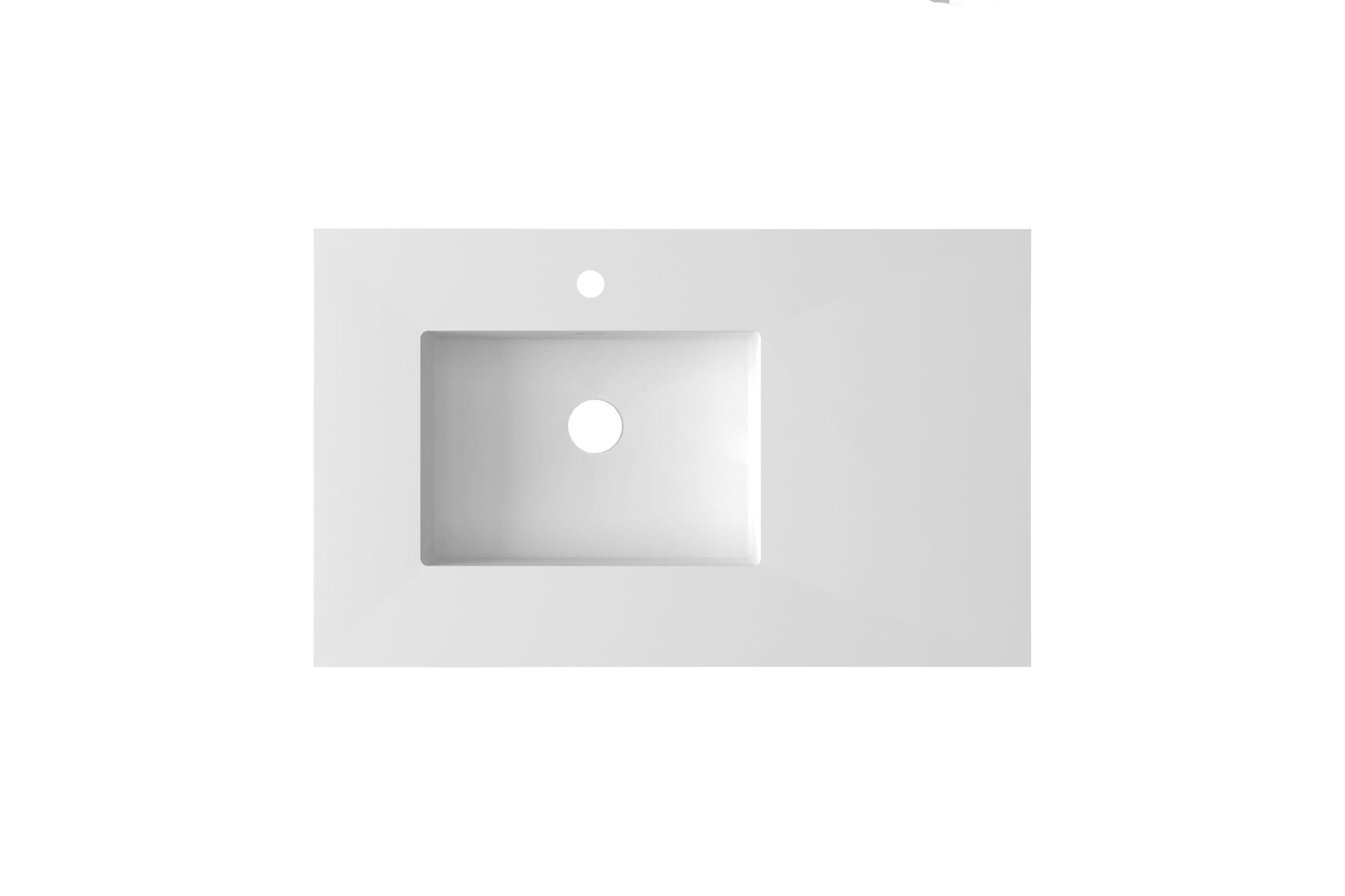 Laviva Forever VIVA Stone 36" Solid Surface Countertop with Left Offset Integrated Sink in Matte White