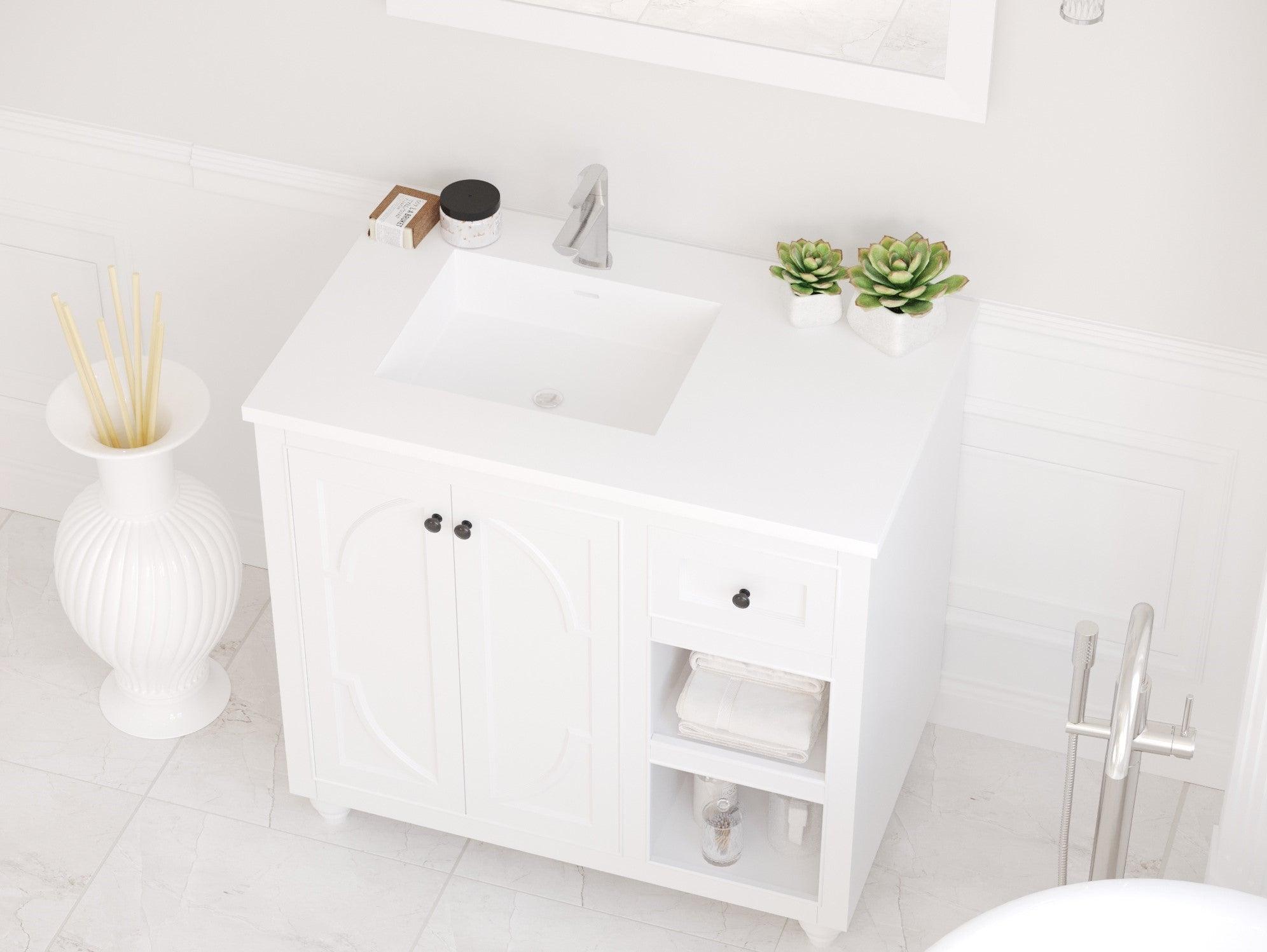 Laviva Forever VIVA Stone 36" Solid Surface Countertop, Left Sink
