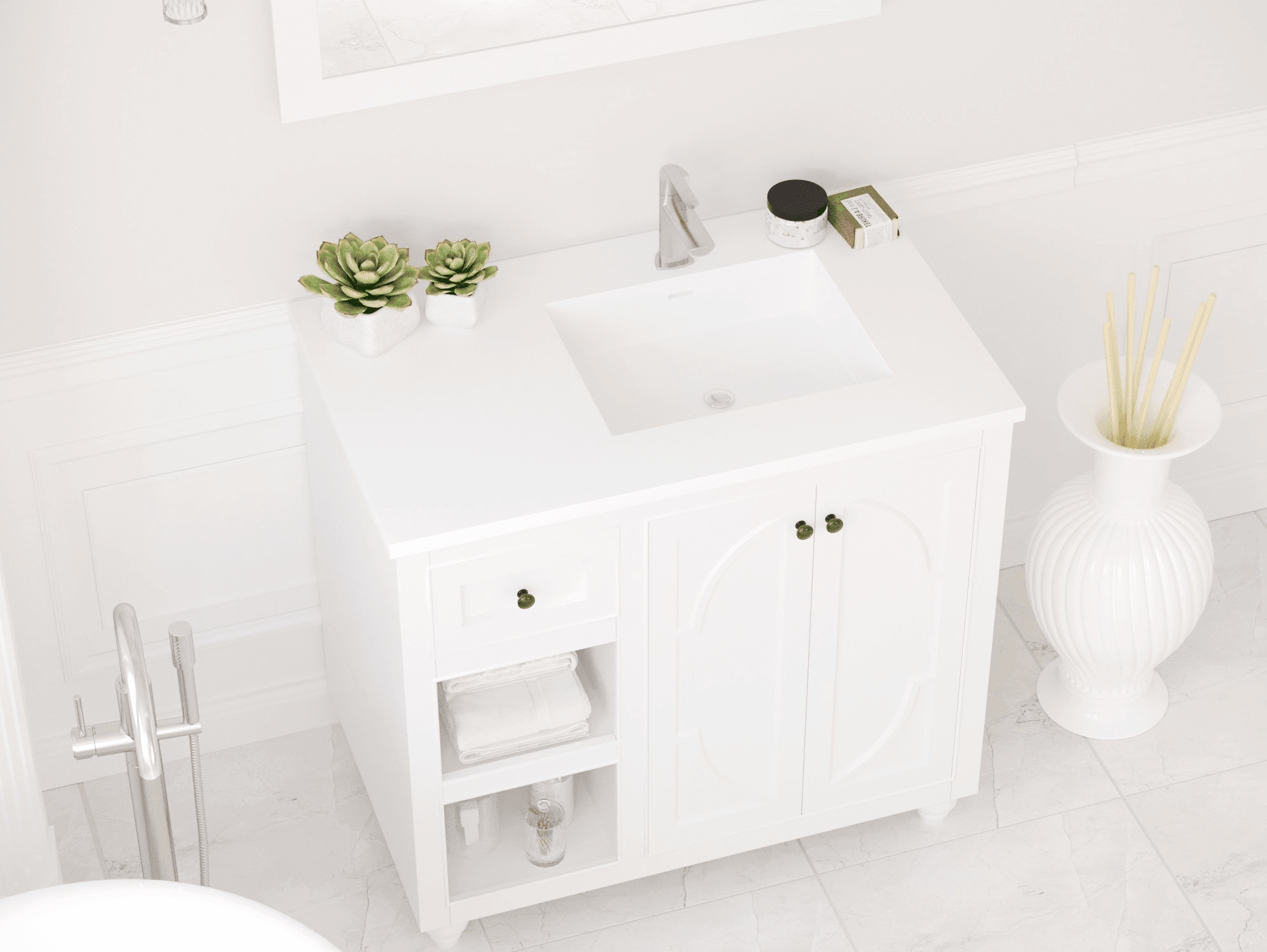 Laviva Forever VIVA Stone 36" Solid Surface Countertop, Right Sink