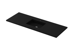Laviva Forever VIVA Stone Matte Black Solid Surface Countertop with Single Integrated Sink, 60" 