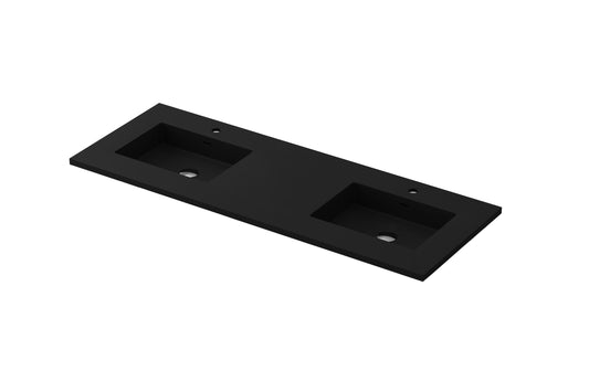 Laviva Forever VIVA Stone Matte Black Top, Double Sinks, 60", 72"