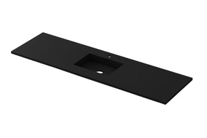 Laviva Forever VIVA Stone Matte Black Solid Surface Countertop with Single Integrated Sink, 66"
