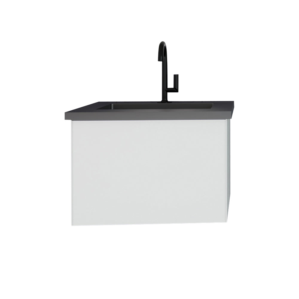 Laviva Vitri Cloud White Vanity 313VTR-CW-MB, VIVA Stone Matte Black