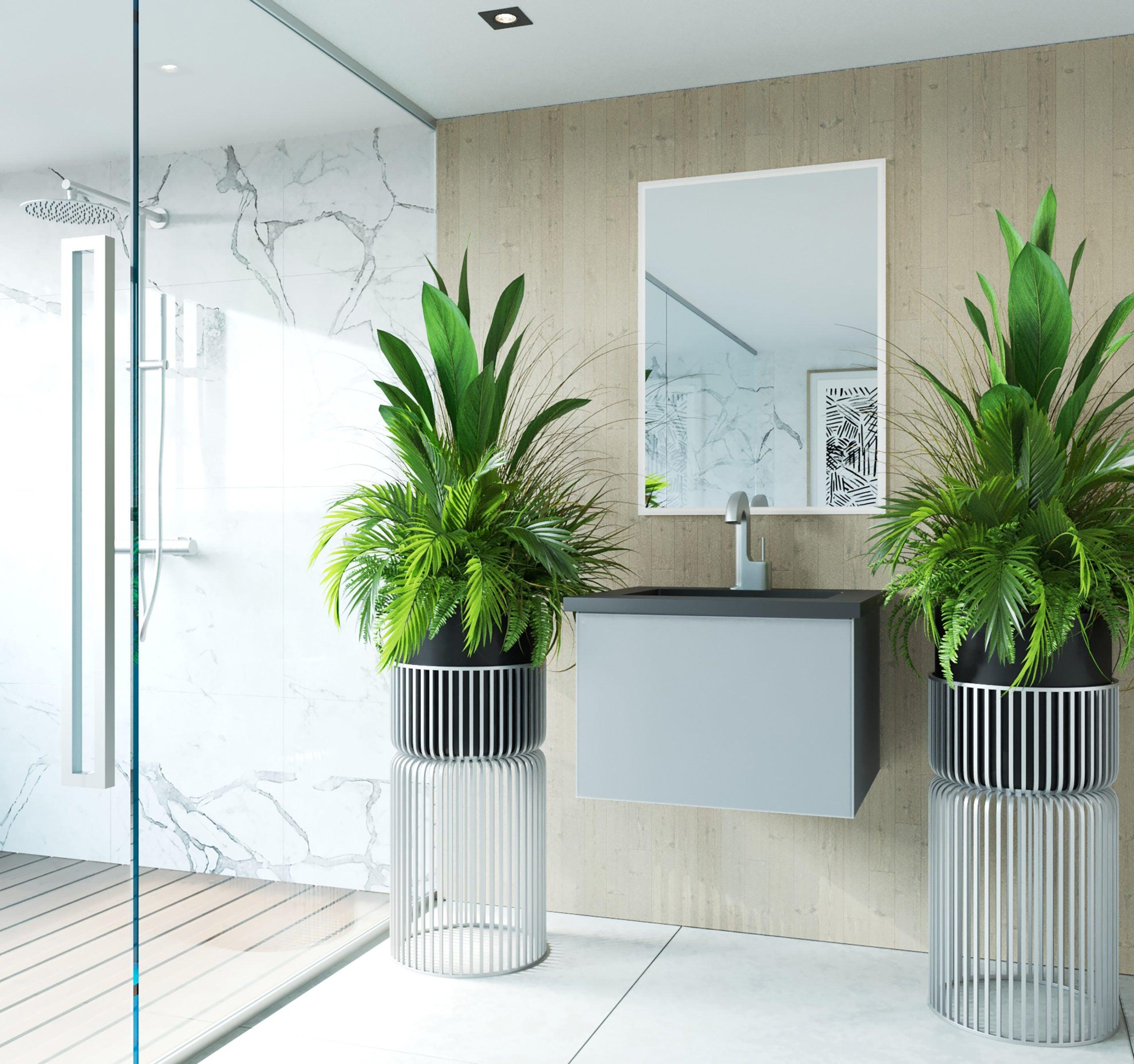 Vitri Fossil Grey Vanity, Black Top, 313VTR-24FG-MB, 24" side