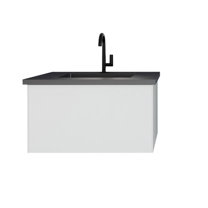 Laviva Vitri Cloud White Vanity 313VTR-CW-MB, VIVA Stone Matte Black