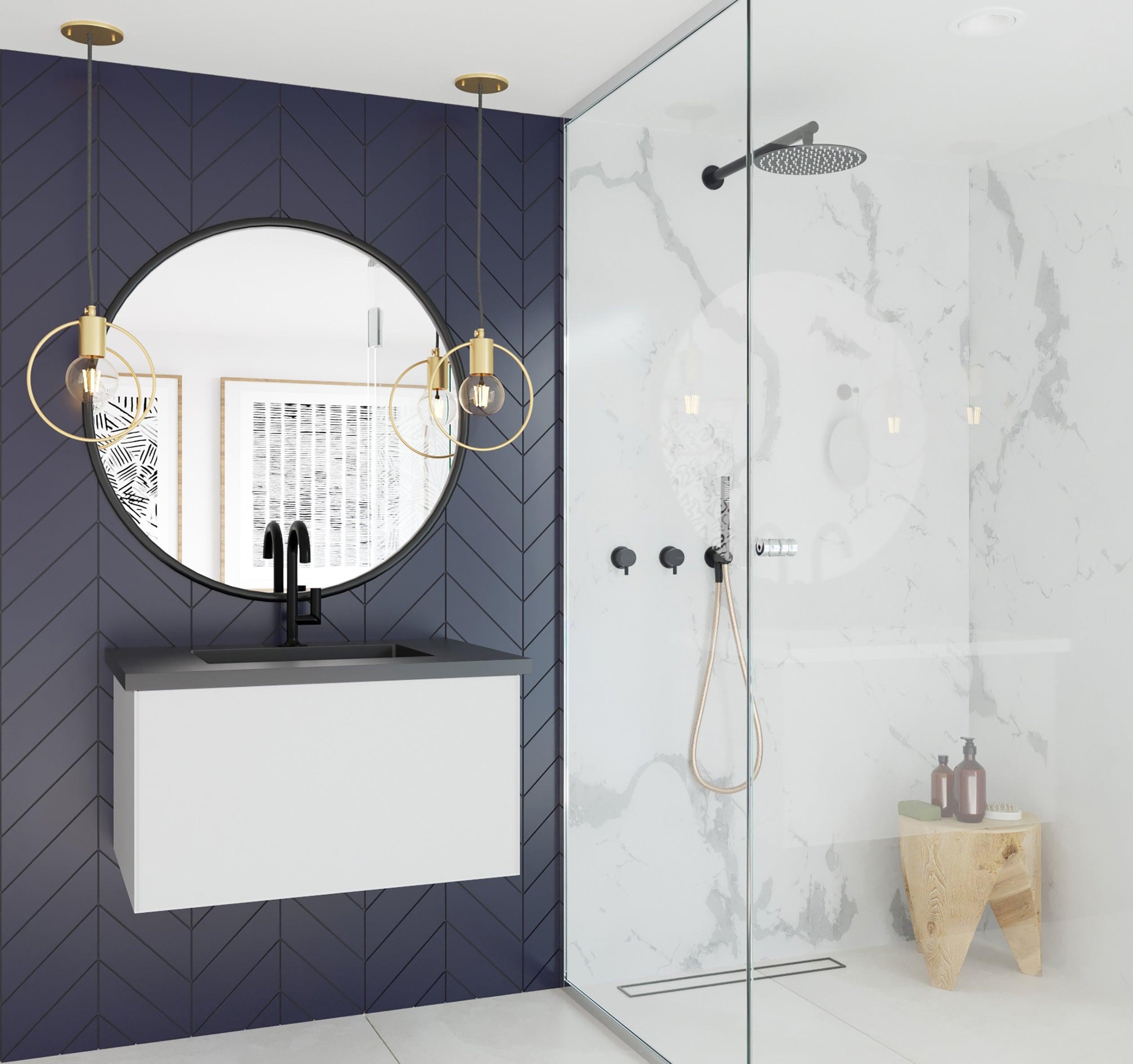 Laviva Vitri Cloud White Vanity 313VTR-CW-MB, VIVA Stone Matte Black