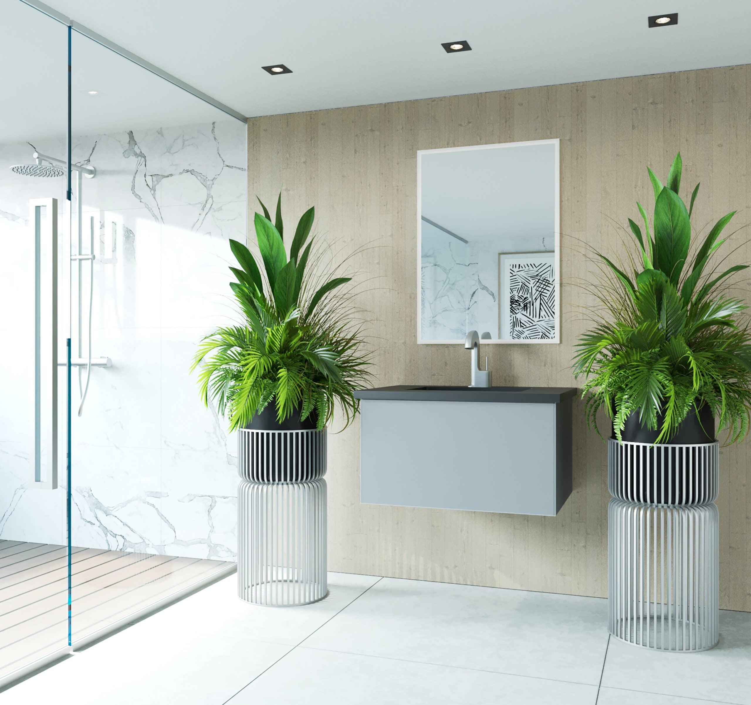 Vitri Fossil Grey Vanity, Black Top, 313VTR-30FG-MB, 30" side