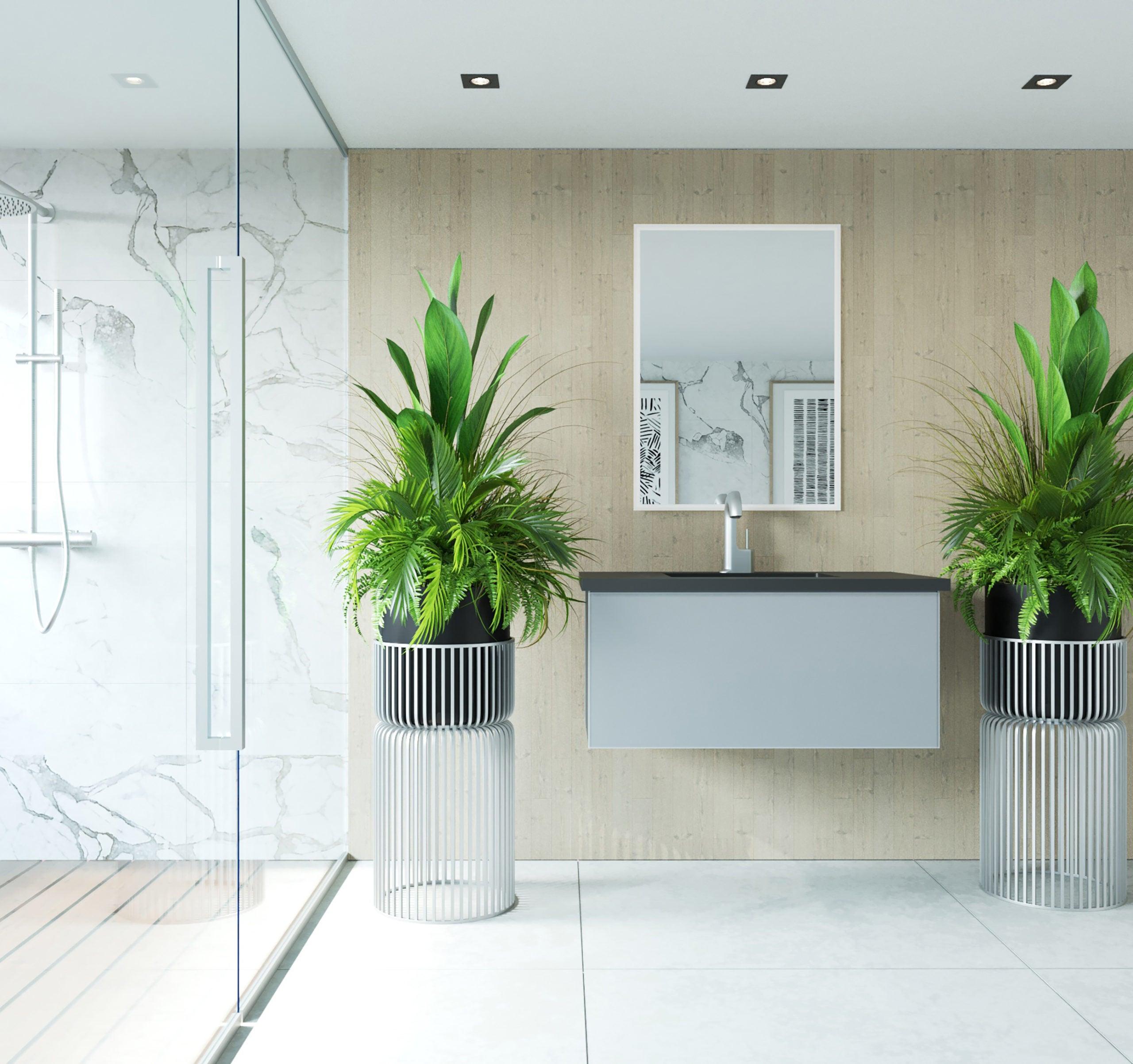 Vitri Fossil Grey Vanity, Black Top, 313VTR-FG-MB, 24", 30", 36"