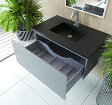 Load image into Gallery viewer, Vitri Fossil Grey Vanity, Black Top, 313VTR-36FG-MB, 36&quot; open