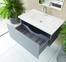 Load image into Gallery viewer, Vitri Fossil Grey Vanity, Black Top, 313VTR-36FG-MW, 36&quot; open