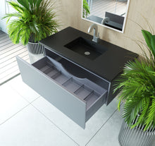 Load image into Gallery viewer, Vitri Fossil Grey Vanity, Black Top, 313VTR-42FG-MB, 42&quot; open