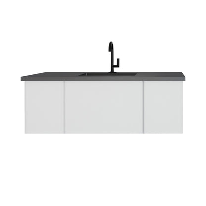 Laviva Vitri Cloud White Vanity 313VTR-CW-MB, VIVA Stone Matte Black