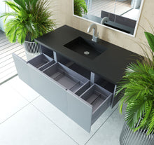 Load image into Gallery viewer, Vitri Fossil Grey Vanity, Black Top, 313VTR-48FG-MB, 48&quot; open