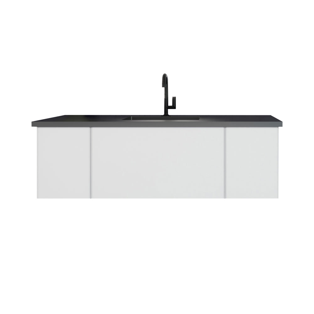 Laviva Vitri Cloud White Vanity 313VTR-CW-MB, VIVA Stone Matte Black