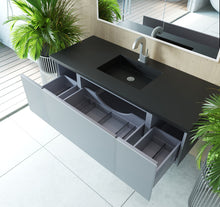 Load image into Gallery viewer, Vitri Fossil Grey Vanity, Black Top, 313VTR-54FG-MB, 54&quot; open