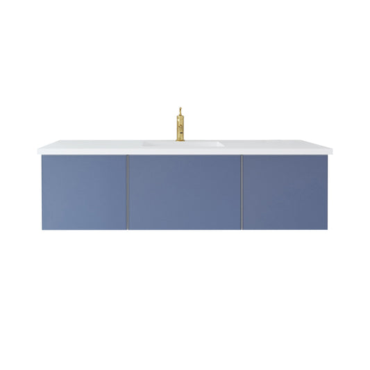 Vitri Nautical Blue 60" Single Sink Vanity 313VTR-60CNB-MW, Matte White Top