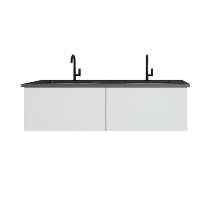 Laviva Vitri 313VTR-DCW-MB Cloud White Double Vanity, Matte Black Top