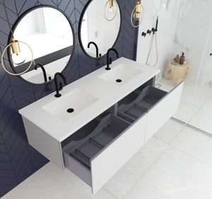 Laviva Vitri 313VTR-DCW Cloud White Double Sink Bath Cabinet 60" / 72"