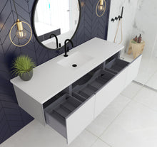 Load image into Gallery viewer, Vitri Cloud White Single Sink Vanity 313VTR-66CW-MW, 66&quot;  open