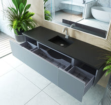 Load image into Gallery viewer, Vitri Fossil Grey Single Sink Vanity 313VTR-72CFG-MB, 72&quot; open