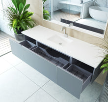 Load image into Gallery viewer, Vitri Fossil Grey Single Sink Vanity 313VTR-72CFG-MW, 72&quot; open